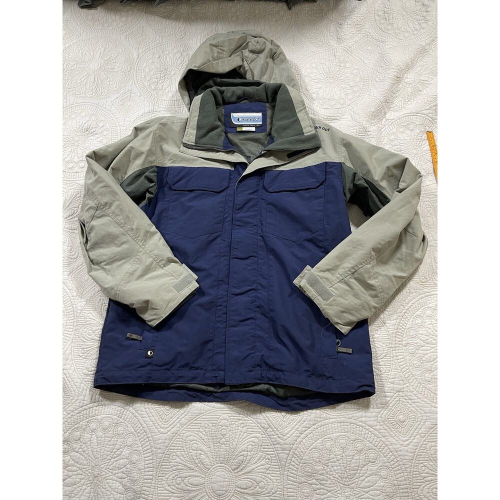 Black Dot Pacific Trail Men’s Hooded Nylon Jacket Size S Blue Gray Outdoor